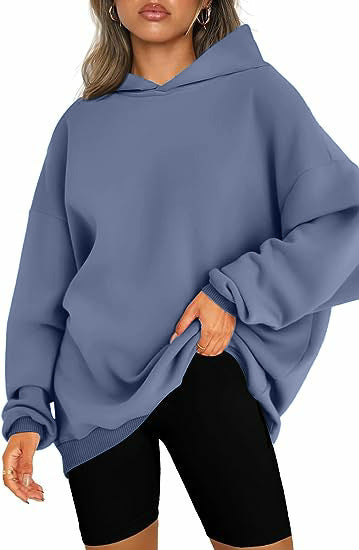 Damen oversized Kapuzenpullover mit seitlichen Schlitzen WW