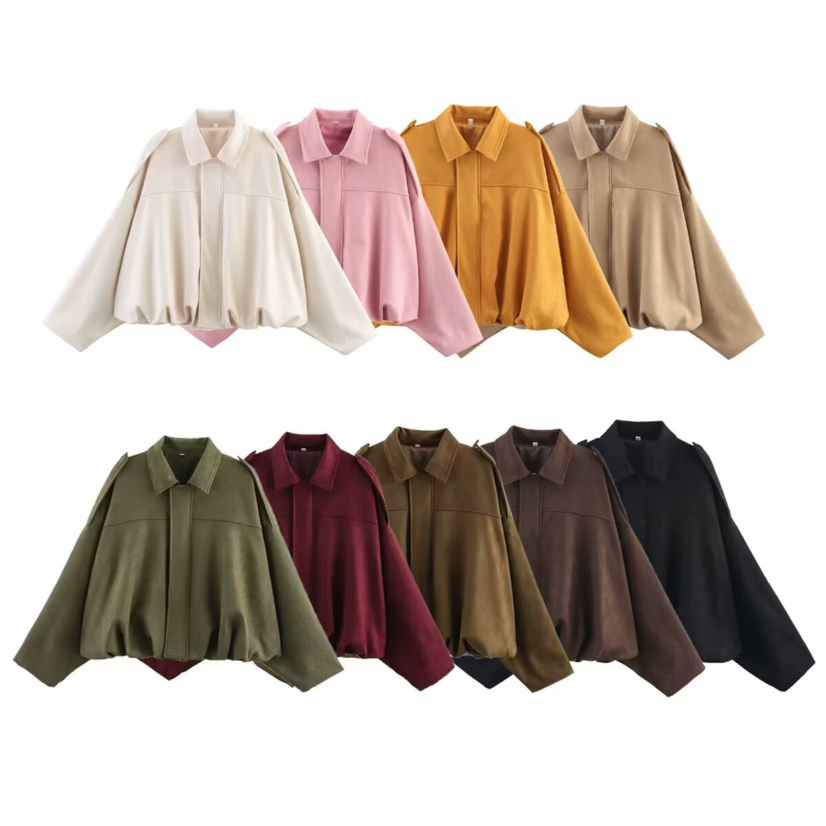 Women's Oversized Jacket with Casual Cut and Detachable Collar WW