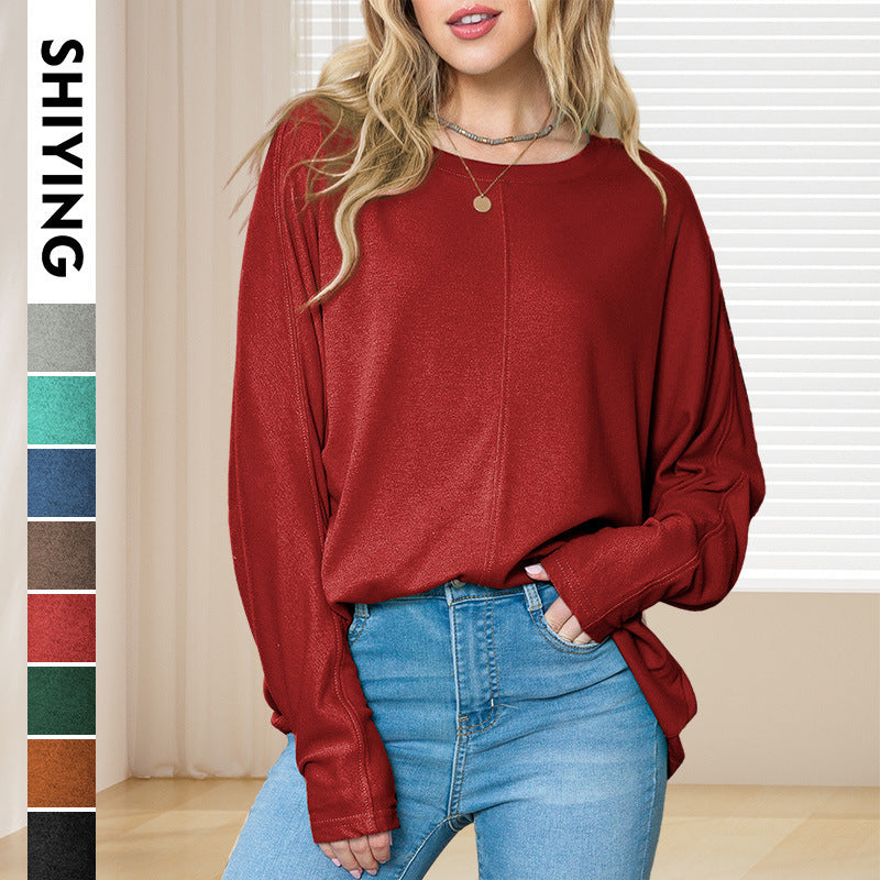 Damen lässiges Sweatshirt mit weitem Schnitt und strukturiertem Material WW