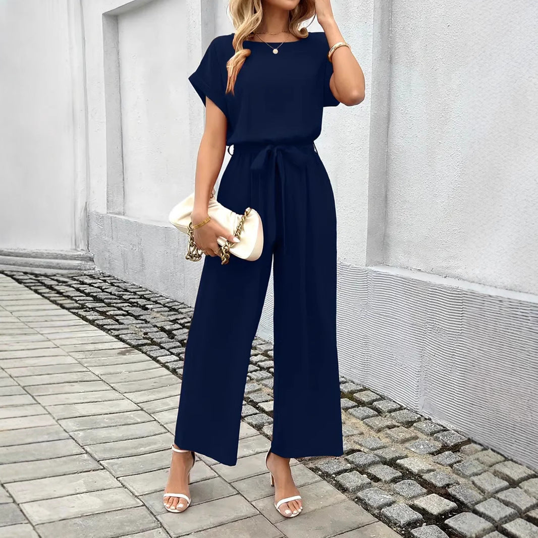 Women's Wide-Leg Jumpsuit with Waist Belt WW