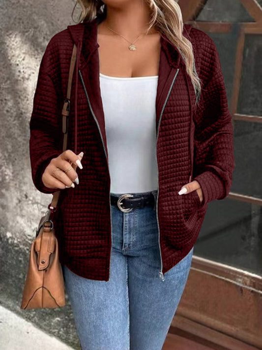 Damen gemütliche Kapuzenjacke aus strukturiertem Material WW
