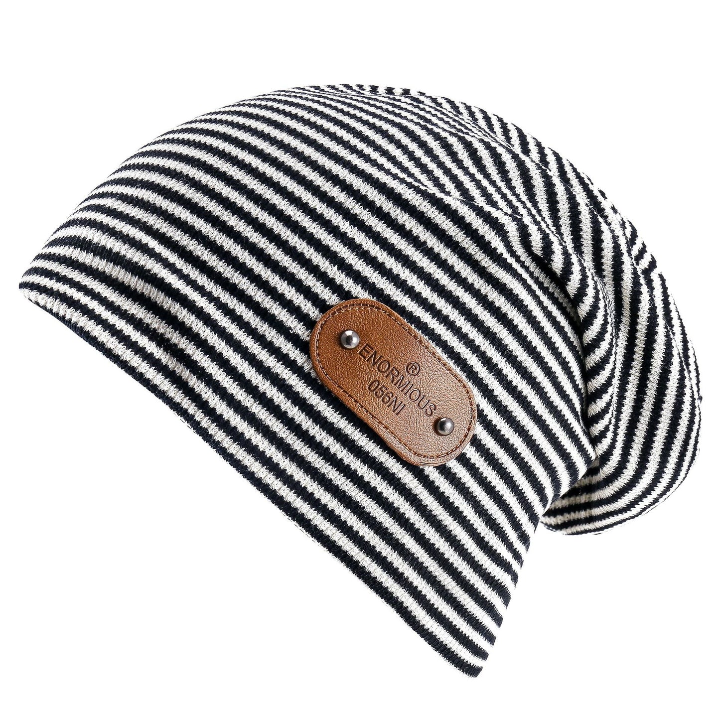 Damen Beanie-Mütze aus weich gestricktem Material mit modischem Streifenmuster WW