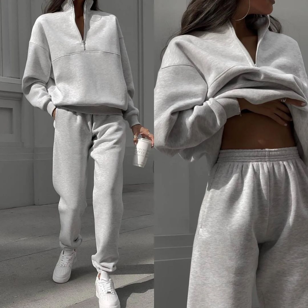 Damen entspannter Oversized Pullover mit halbem Reißverschluss und bequemen Bündchen WW
