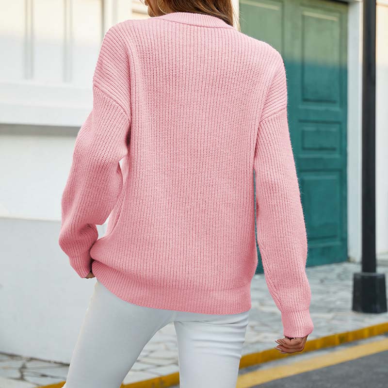 WW | Klassischer Pullover Aus Einfarbigem Strickstoff