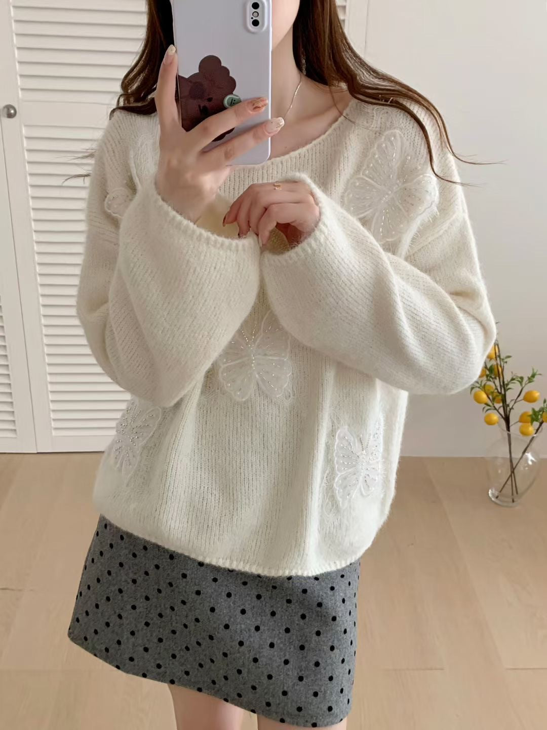 WW | Elegant Embroidered Floral Knit Pullover For Women