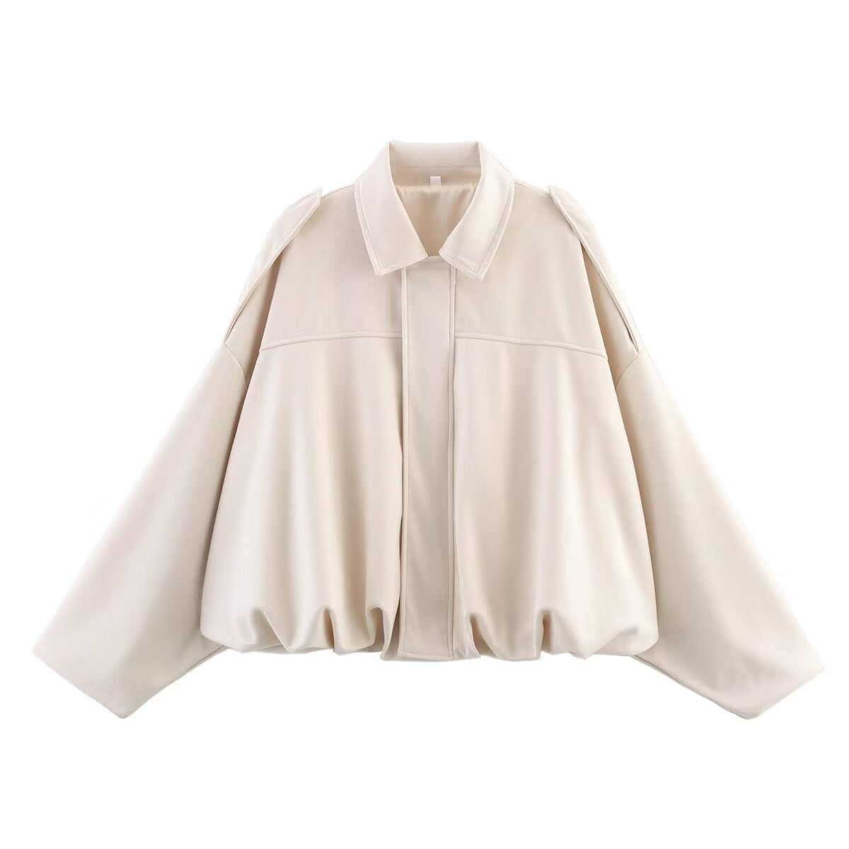 Women's Oversized Jacket with Casual Cut and Detachable Collar WW