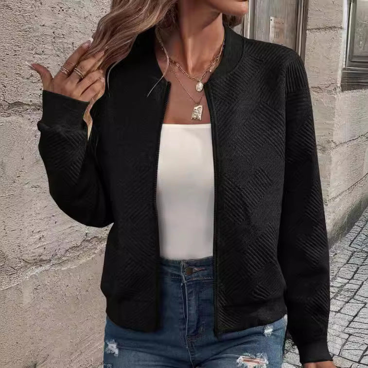 WW | Damen Strukturiertes Bomberjacke Lässiger Stil
