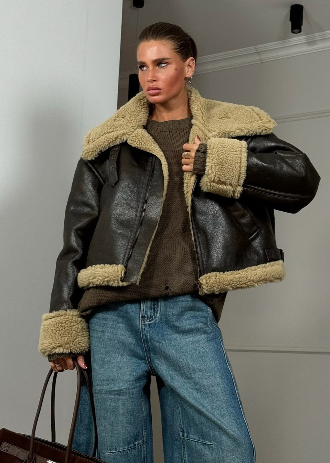 WW | Gefütterte Leder Pilotenjacke