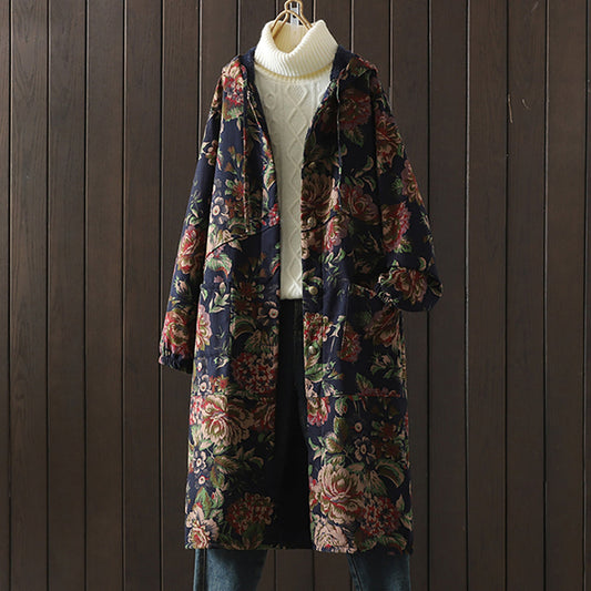 WW | Vintage Floral Print Longline Coat