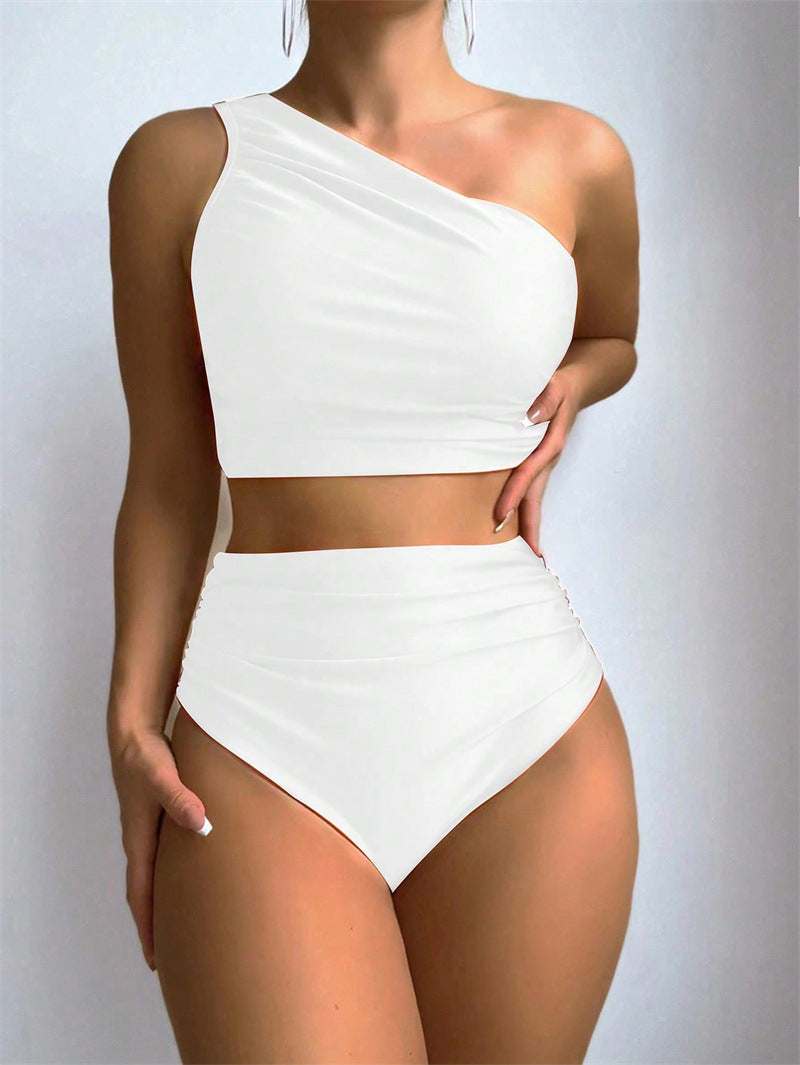 Damen High-Waist Bikini-Set mit asymmetrischem Oberteil WW