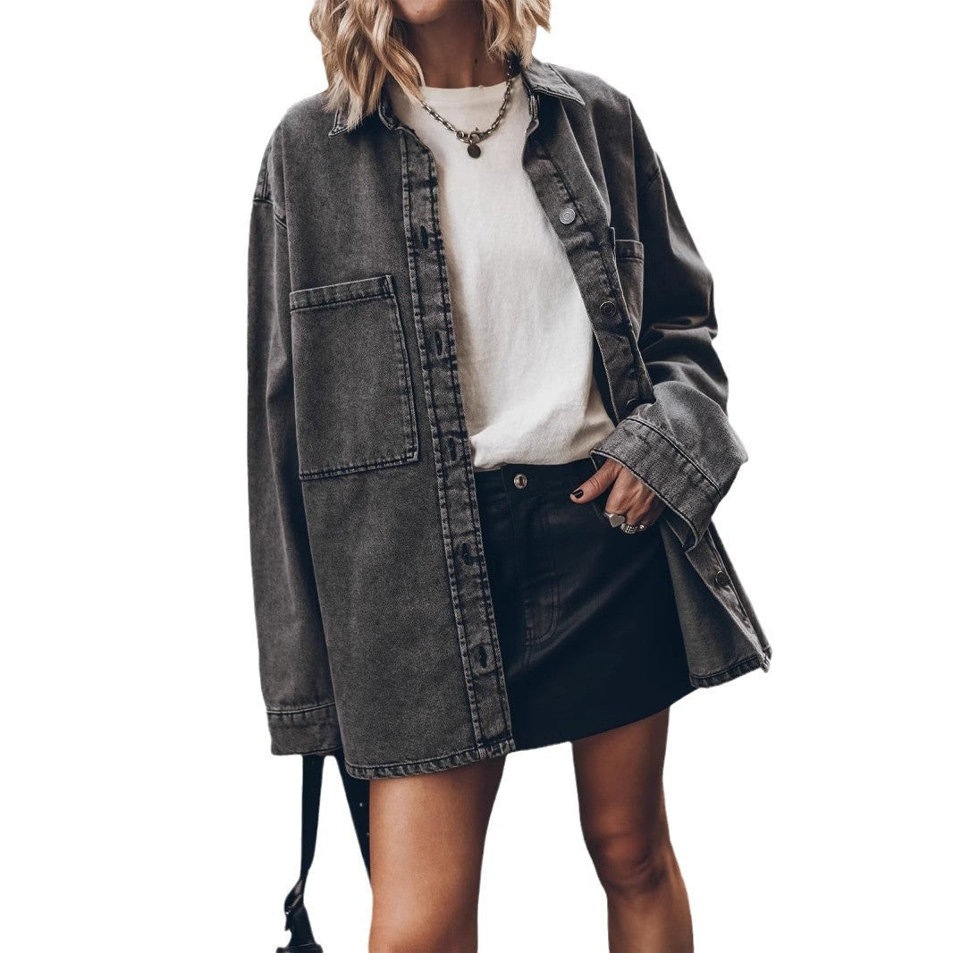 Women's oversized denim shirt, relaxed fit WW