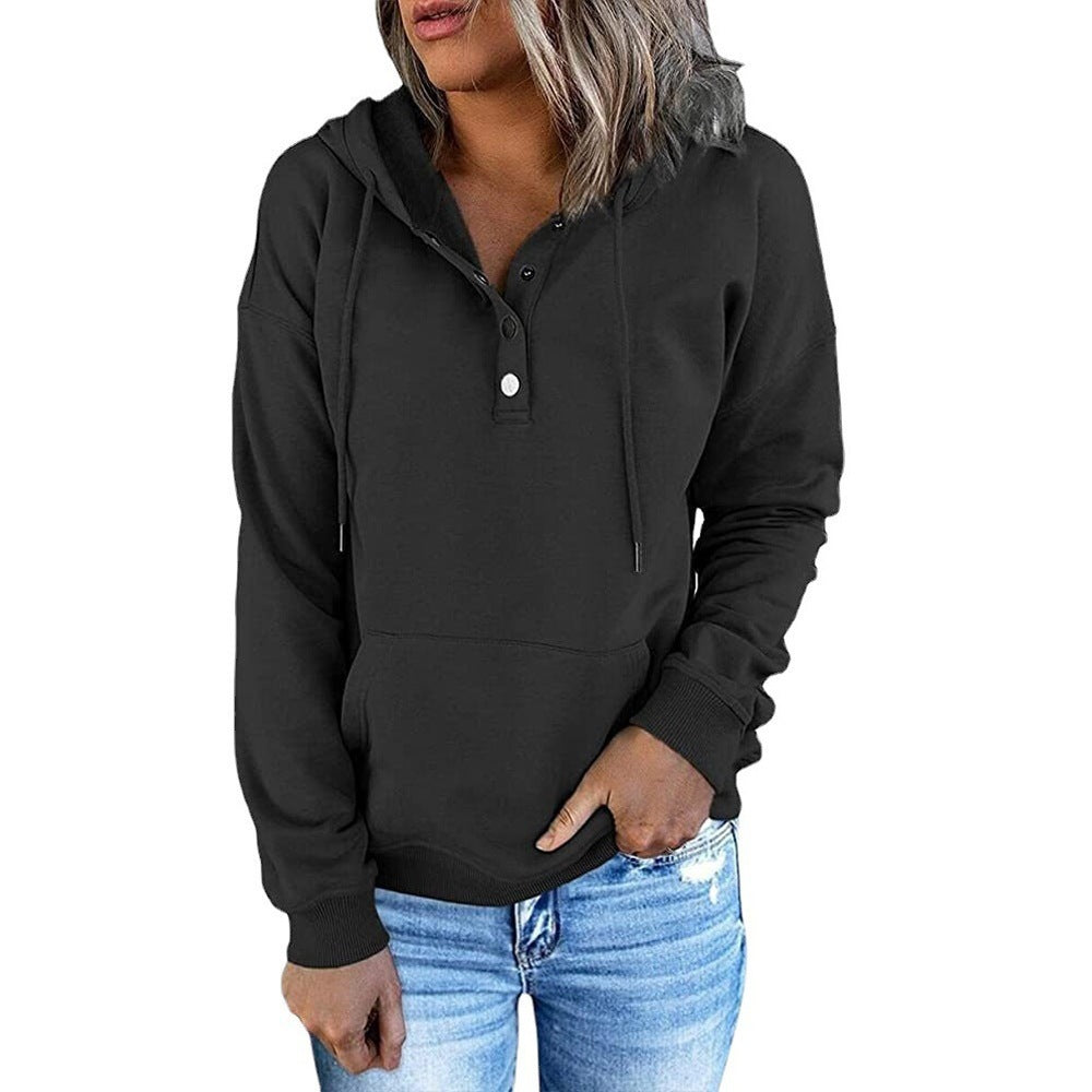 Damen Kapuzenpullover mit Knopfleiste und lässigem Schnitt WW