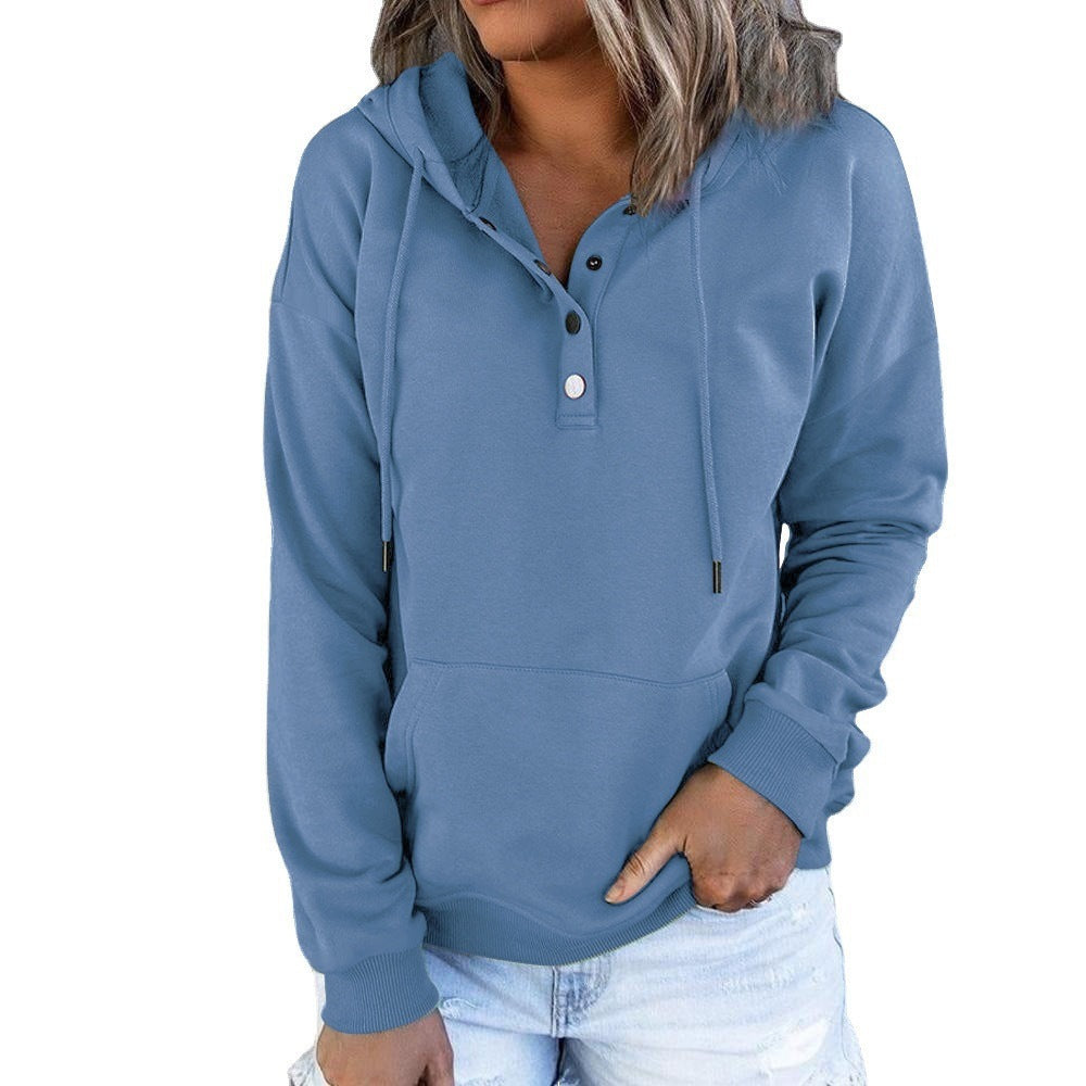 Damen Kapuzenpullover mit Knopfleiste und lässigem Schnitt WW