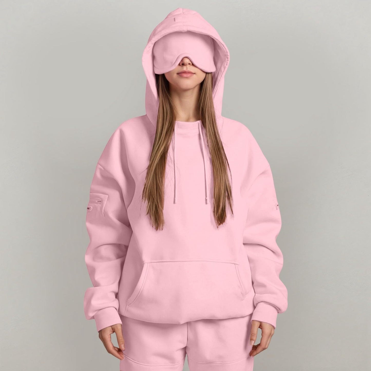 Women's Cuddly Oversized Hoodie with Integrated Eye Mask WW