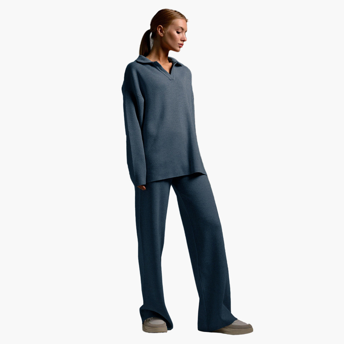 WW | Loungewear Set - Oversized Pullover mit Kragen und Weite Hose - Perfekt für Zuhause & Freizeit