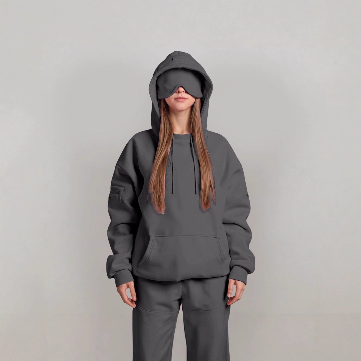 Women's Cuddly Oversized Hoodie with Integrated Eye Mask WW