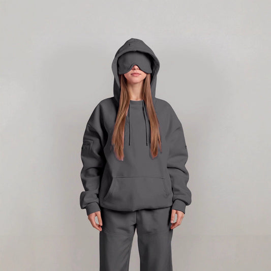 Women's Cuddly Oversized Hoodie with Integrated Eye Mask WW