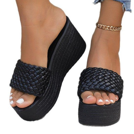Damen Wedge-Pantoletten mit geflochtenem Obermaterial und komfortabler Sohle W&W