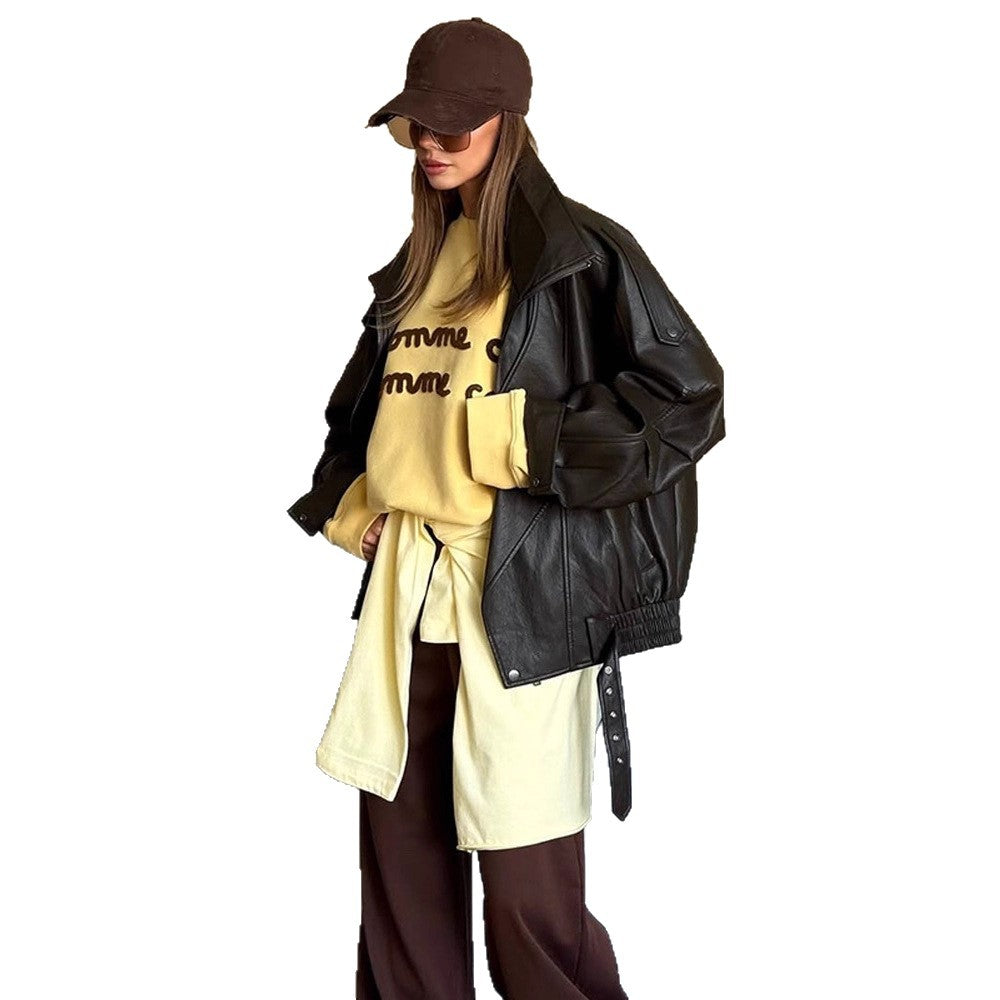 Women's oversized leather jacket WW