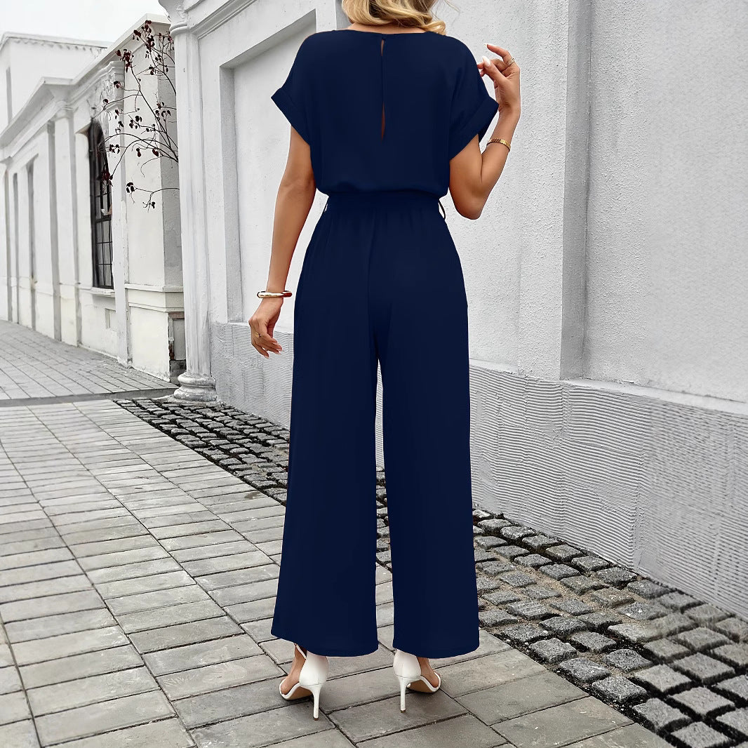 Women's Wide-Leg Jumpsuit with Waist Belt WW