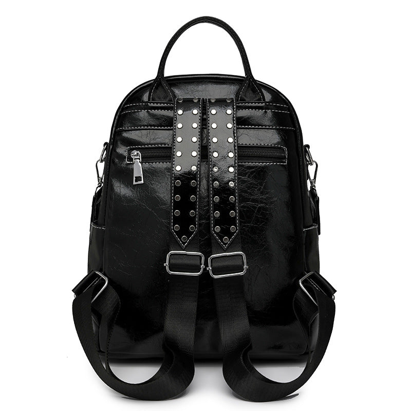 WW | Backpack - Silver - High-Quality Leather with Polyester Lining