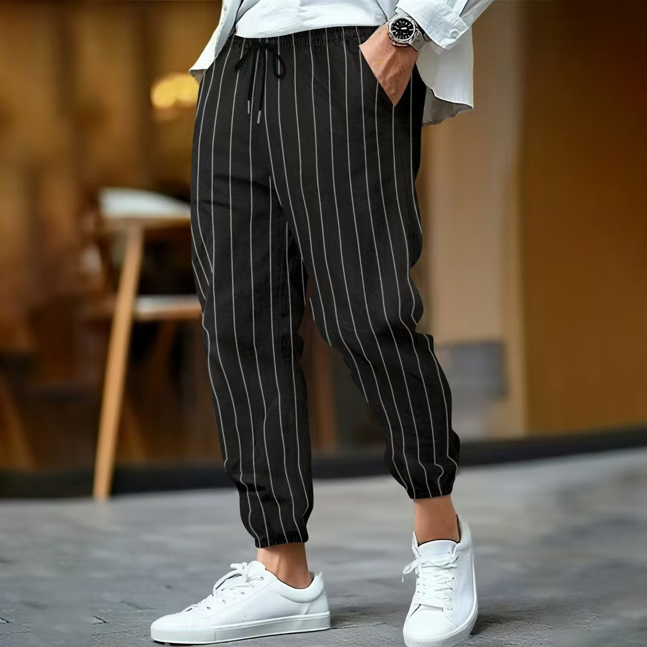 WW | Relaxed Passform Elastischer Bund mit Kordelzug Schmal Zulaufende Beine Baumwollmischung