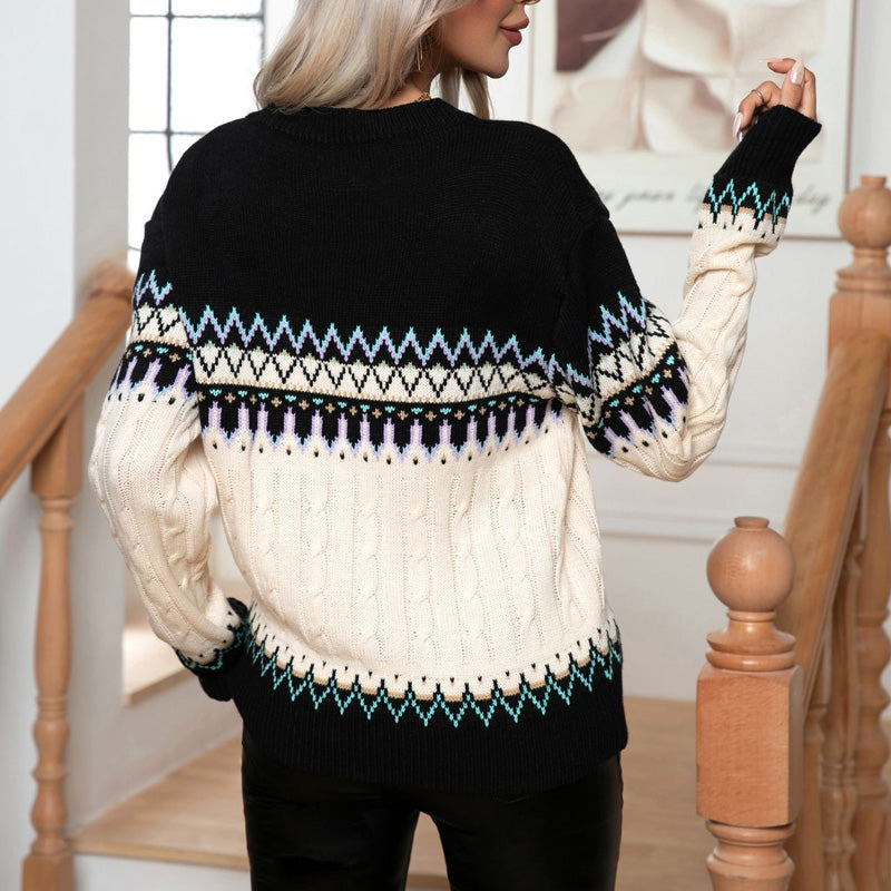 WW | Geometrischer Strickpullover mit Schickem Design