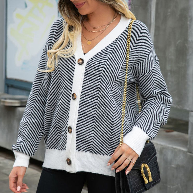 WW | Gestreifte Strickjacke mit Stilvollem Design