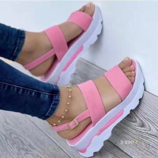 Damen Plateau-Sandalen mit elastischem Riemen und rutschfester Sohle W&W