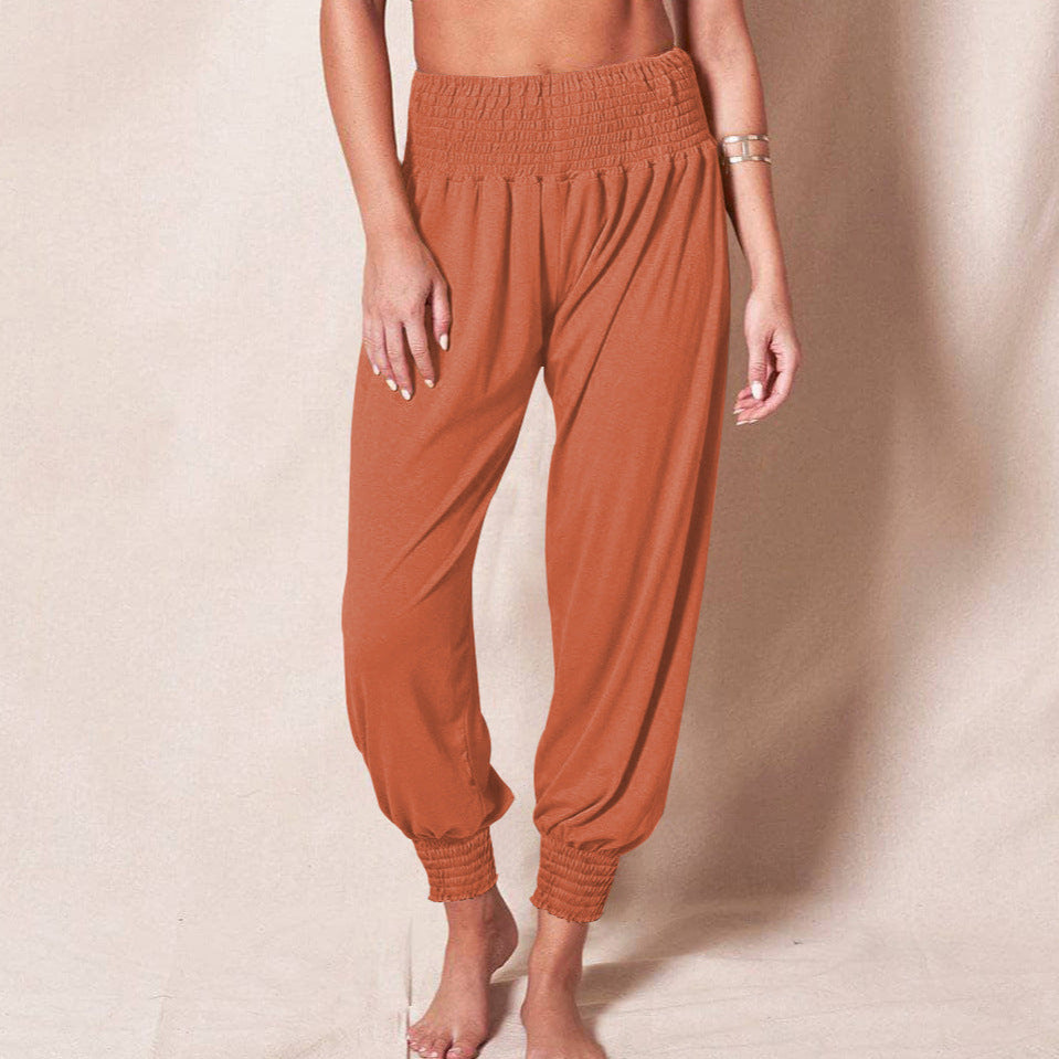 Damen weiche und bequeme Relax-Hosen mit elastischem Bund und buntem Design WW
