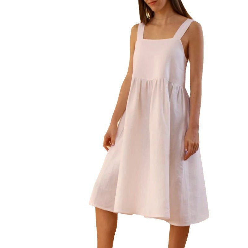 Damen Sommerkleid mit tiefem Rückenausschnitt und Knopfdetails WW