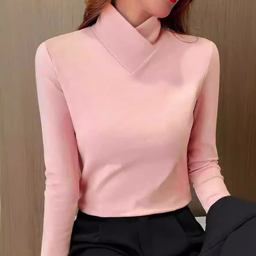 WW | Bluse mit Asymmetrischem Kragen Langarm-design Elegant und Modern