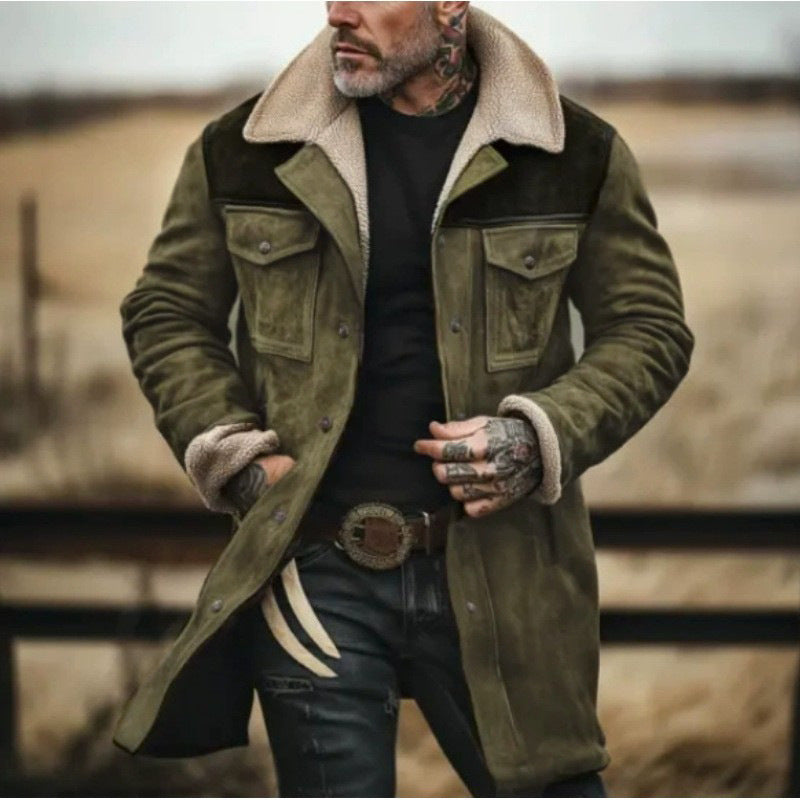 WW | Mid-Length Tailored Jacket - Sheepskin Collar Button Front Jacket