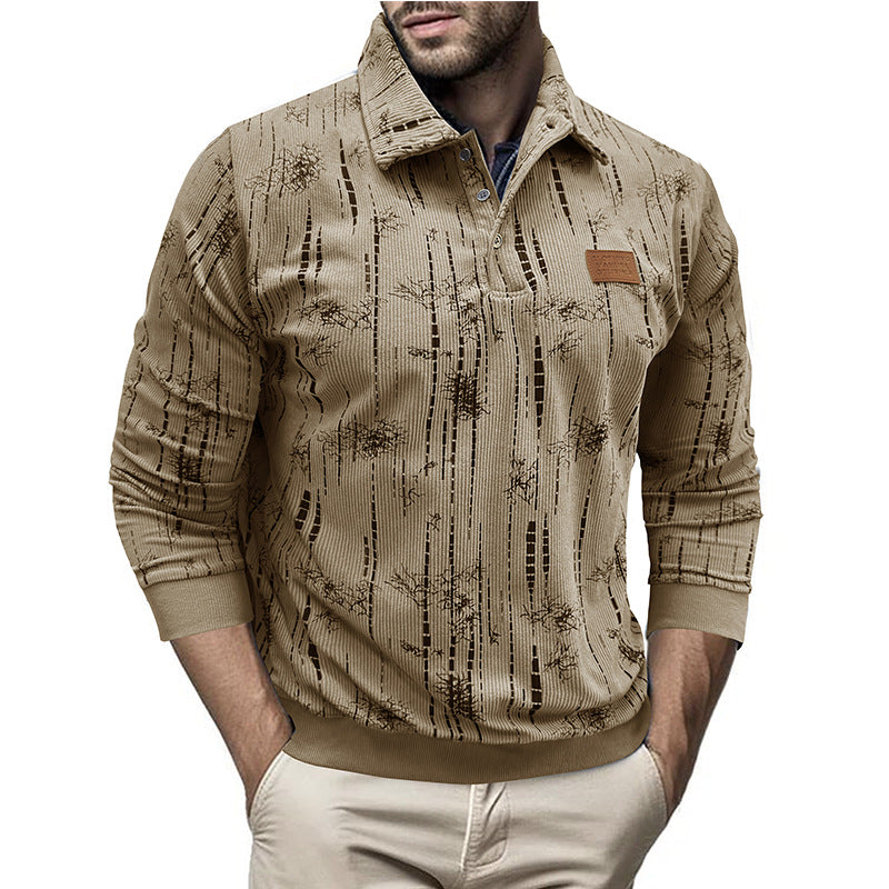 WW | Casual Fit Rib Knit Button Collar Patterned