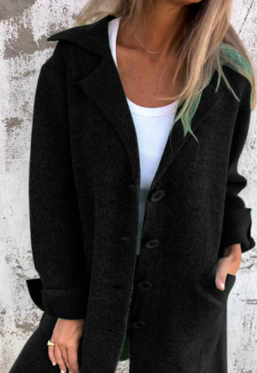 WW | Coat - Mid-length - Relaxed fit - Wool-look - Single-breasted with lapels