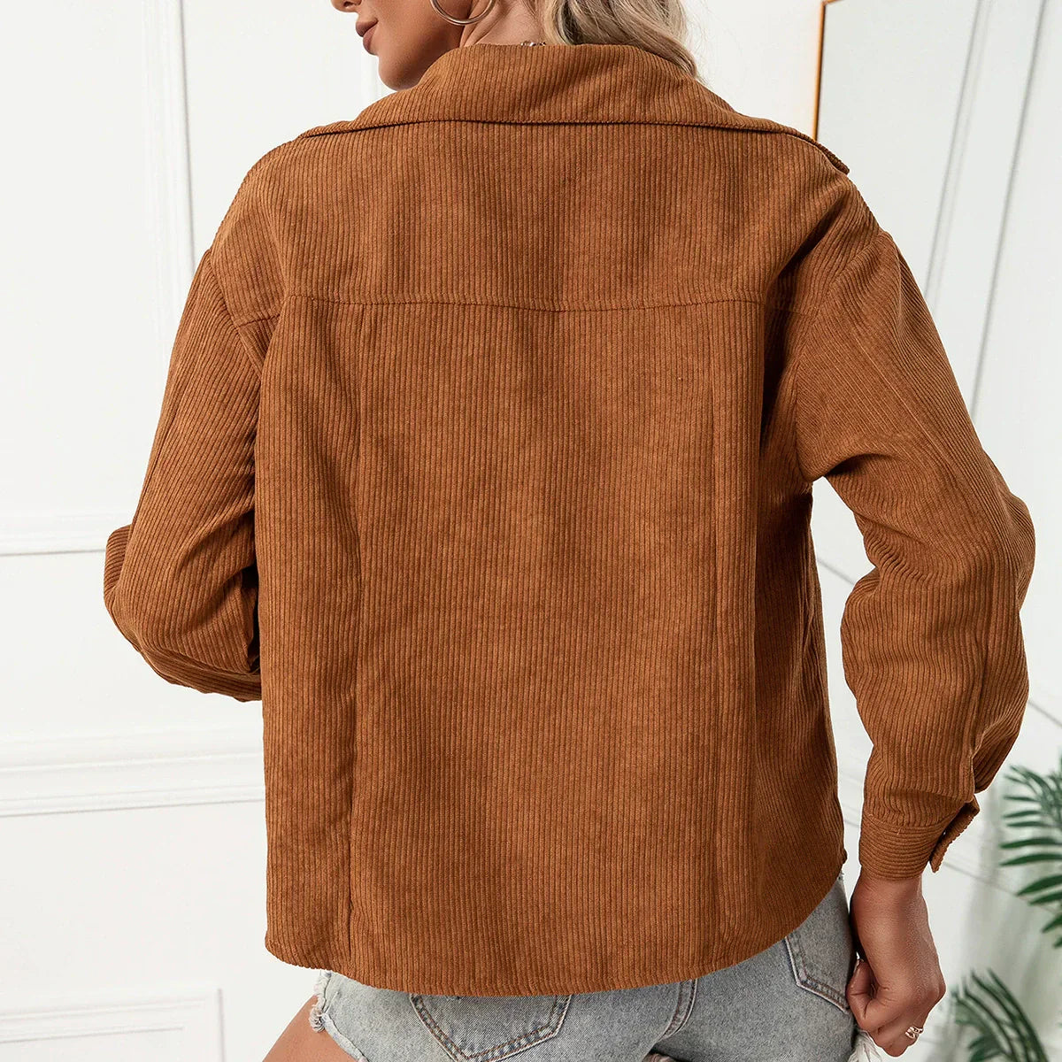 WW | Women's Shirt Jacket – Corduroy – Relaxed Fit – Lapel Collar – Chest Flap Pockets