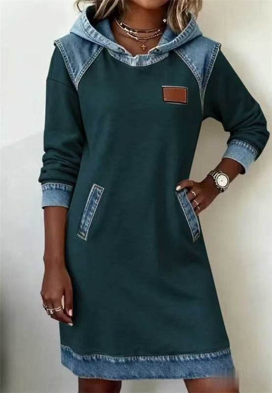 WW | Fashion Denim Patchwork V-neck