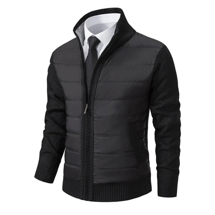 WW | Men's Winter Quilted Jacket with Ribbed Cuffs and Smooth Finish