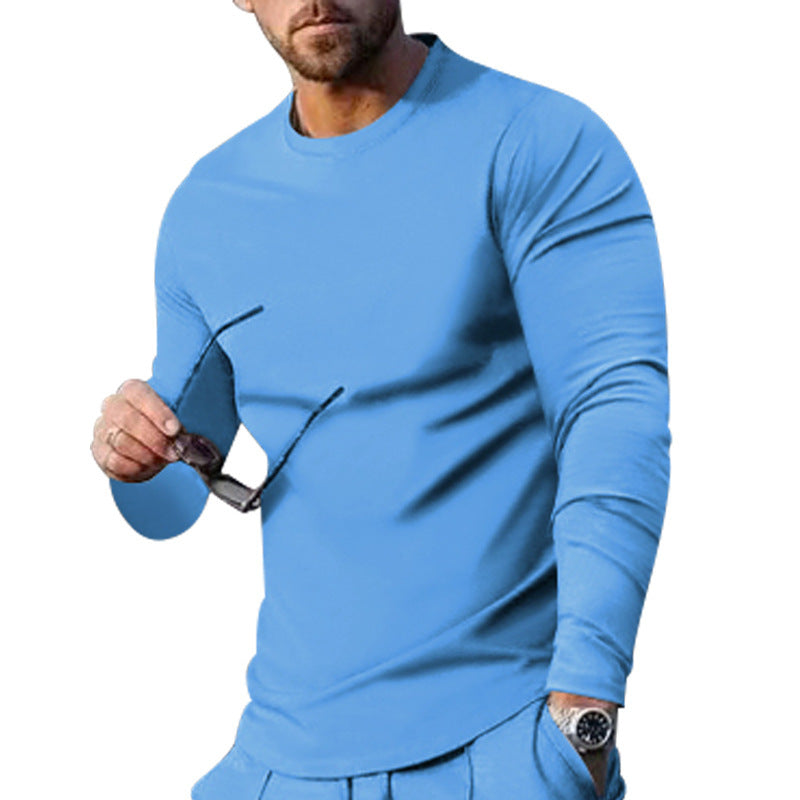 Men's long-sleeved T-shirt with a fashionable cut and high-quality cotton blend WW
