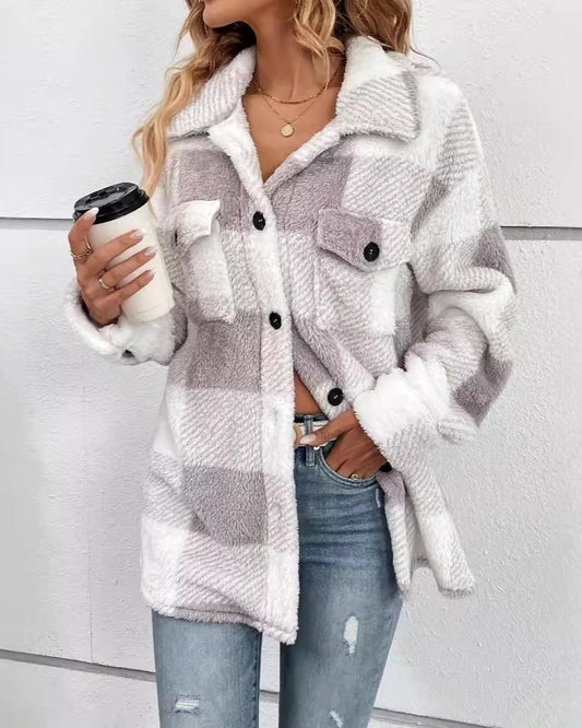 WW | Plaid shirt jacket - Oversized fit - Button front closure - Soft brushed texture