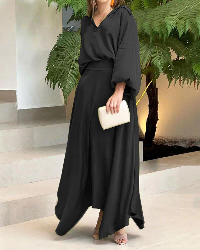 Damen Maxikleid mit weitem Schnitt und eleganten Ärmeln WW