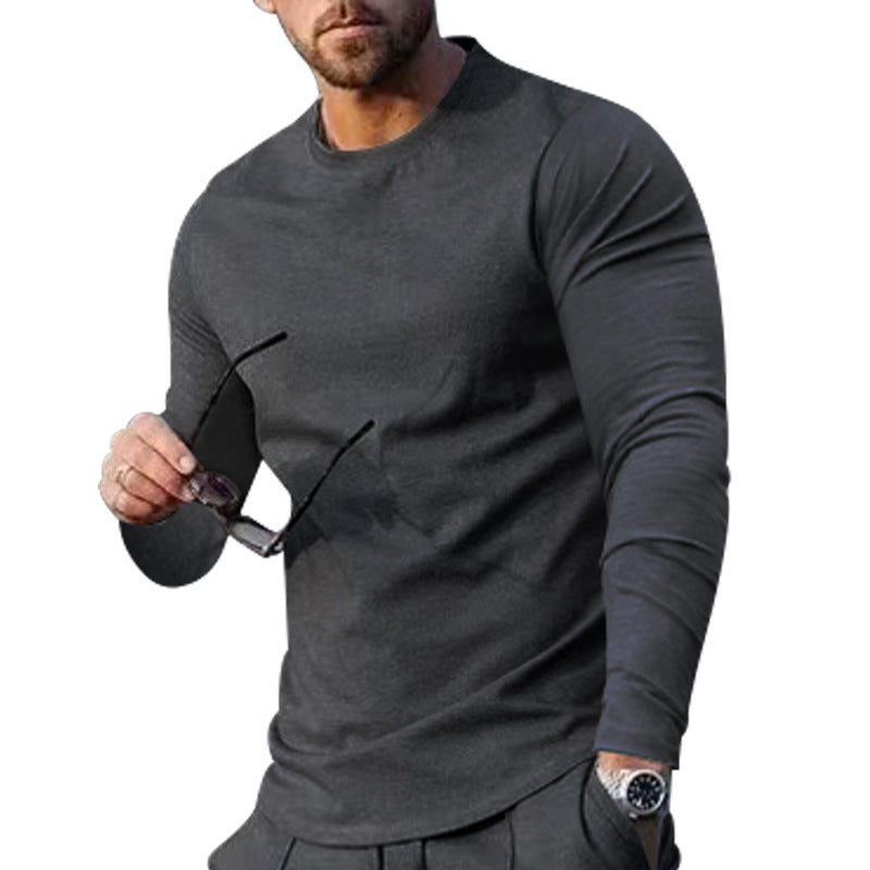 Men's long-sleeved T-shirt with a fashionable cut and high-quality cotton blend WW