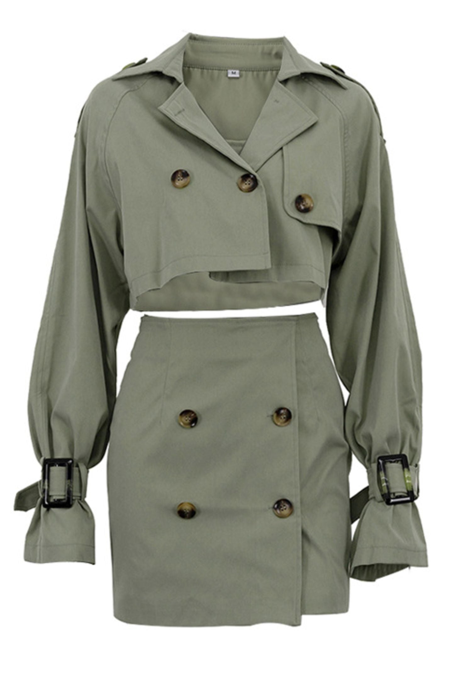 WW | Knopfdetail Gekürzte Jacke & Minirock-Set