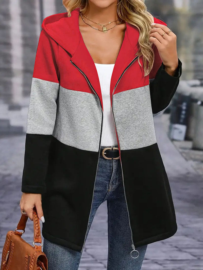 Women's Hooded Jacket in Modern Colorblock Design WW