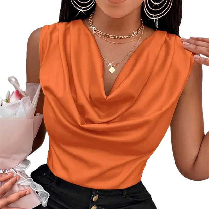 Ladies' elegant top with flowy neckline W&W