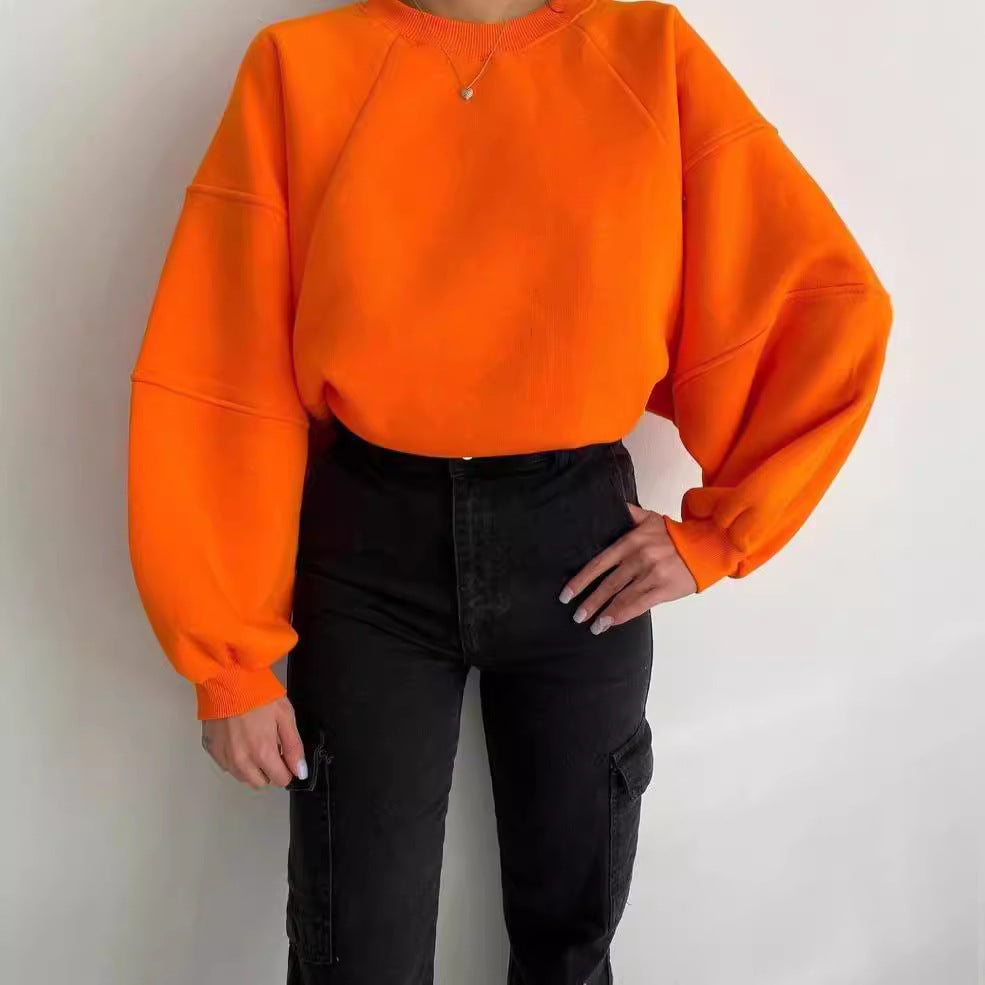 Damen Oversized Sweatshirt mit Puffärmeln WW