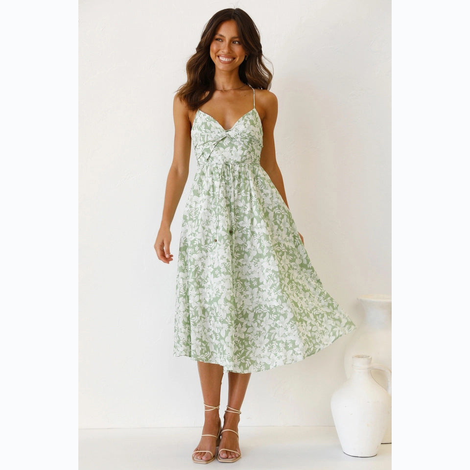 Damen Midikleid mit floralem Muster und verstellbaren Spaghettiträgern WW