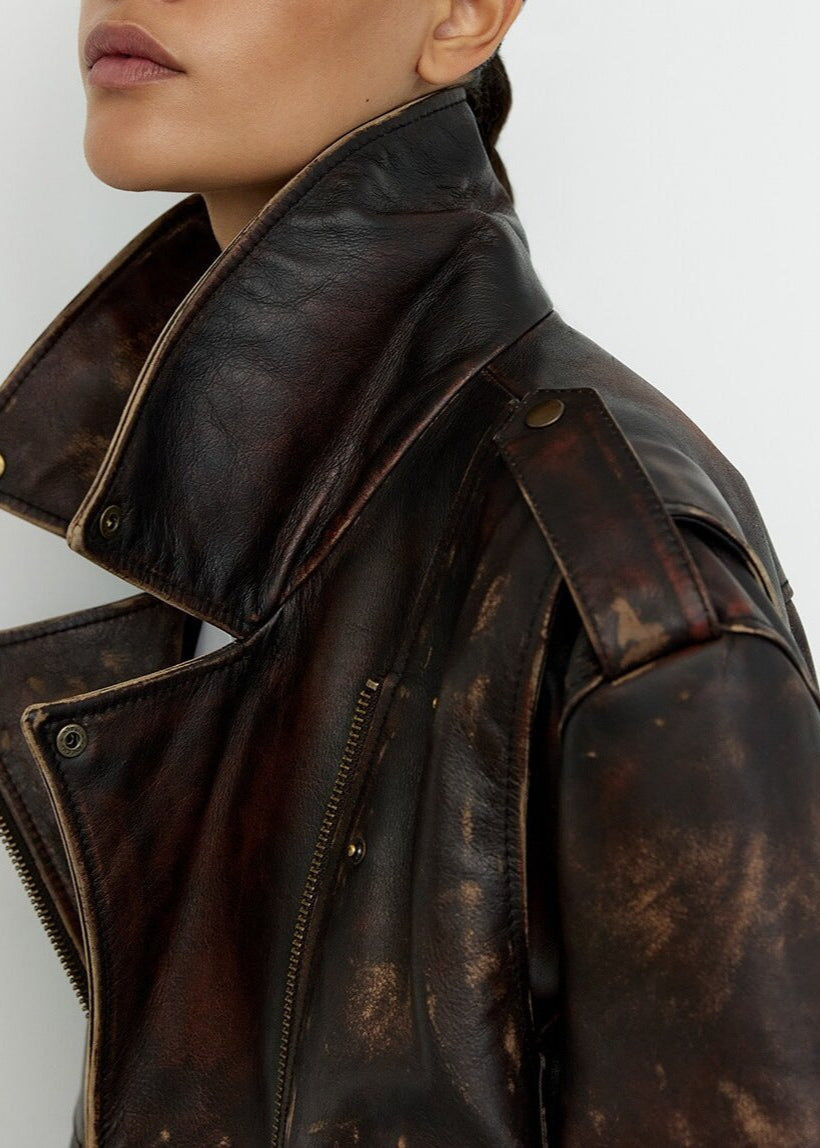 WW | Leather Cropped Biker Jacket