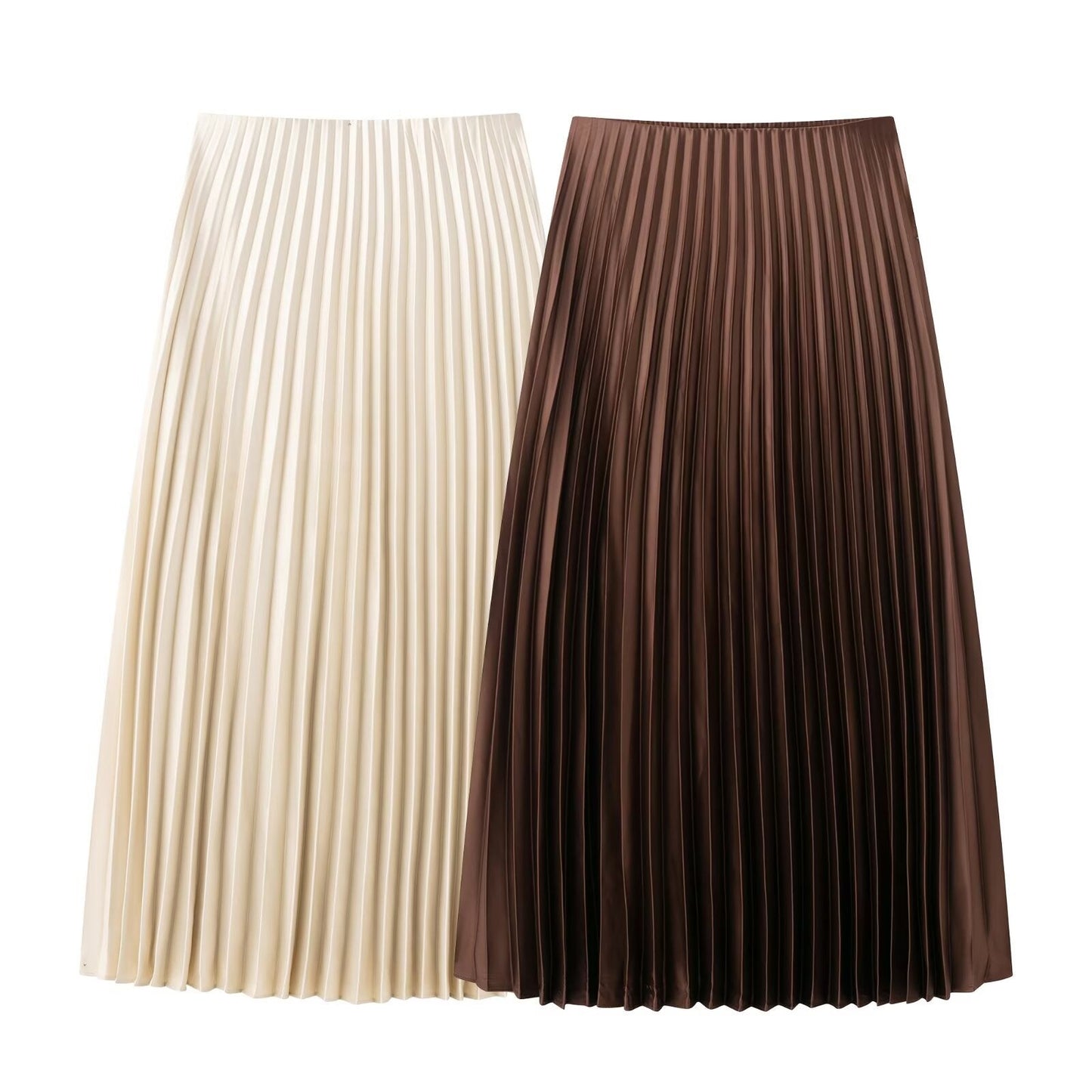 WWMODE | Sommer Satin Gefühl Faltender Midi Rock