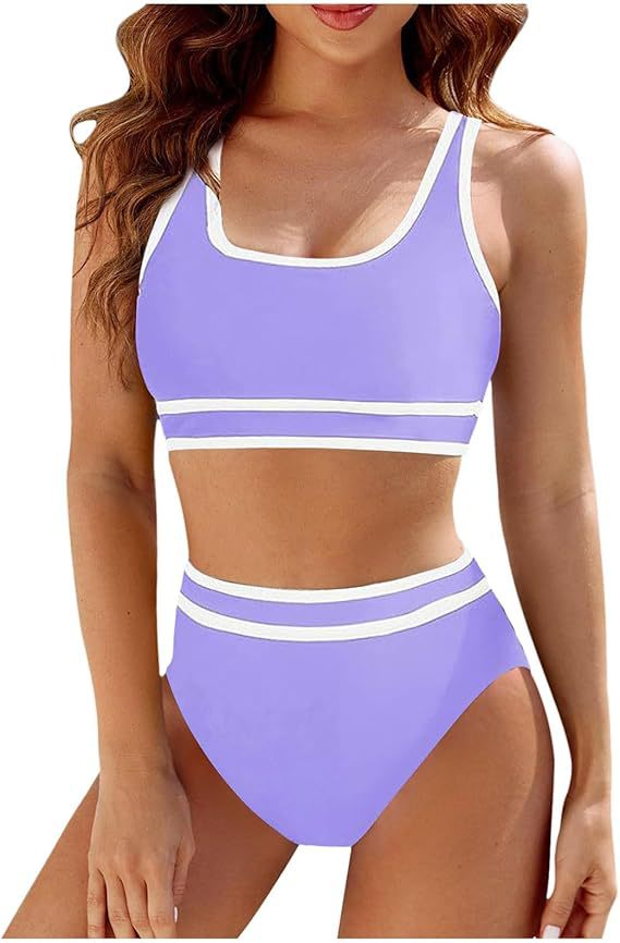 Damen Sportliches Bikini-Set mit Hochbund und komfortablem Oberteil WW